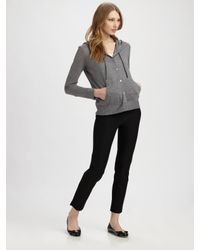 Eileen Fisher | Black Striped Linen Hoodie | Lyst