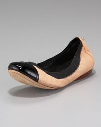 Tory Burch | Brown Carrie Cap-toe Ballerina Flat | Lyst