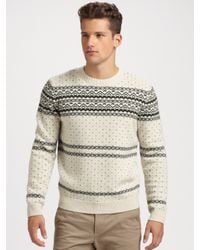 A.P.C. | Natural Wool Fair Isle Sweater for Men | Lyst