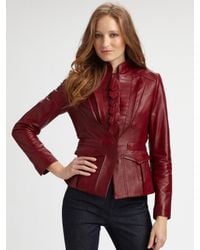 Elie Tahari | Red Becca Leather Jacket | Lyst