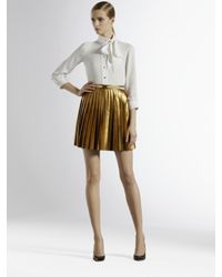 Gucci | Metallic Pleated Leather Skirt | Lyst