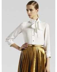 Gucci | White Silk Tie Collar Shirt | Lyst