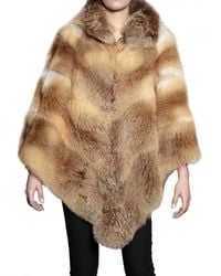 Mr & Mrs Italy | Brown Fox Fur Maxi Poncho Fur Coat | Lyst