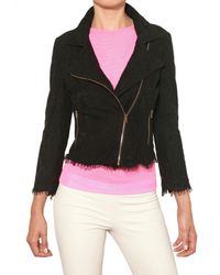 MSGM | Black Cotton Lace Biker Jacket | Lyst