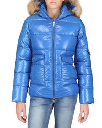 Pyrenex | Blue Racoon Hood Laquer Nylon Down Jacket | Lyst