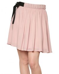 RED Valentino | Pink Flowy Crepe Bow Skirt | Lyst