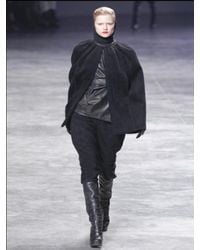 Rick Owens | Black Boiled Double Cashmere Short Cape Coat | Lyst