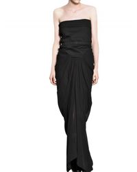 Rick Owens | Black Cotton Jersey Silk Georgette Long Dress | Lyst