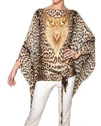 Roberto Cavalli | Multicolor Leopard Print Silk Chiffon Shirt | Lyst