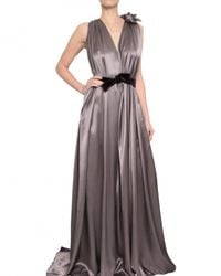 ROKSANDA | Gray Draped Silk Satin Two Tone Dress | Lyst