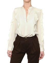 See By Chloé | Natural Crepe De Chine Ruffle Shirt | Lyst