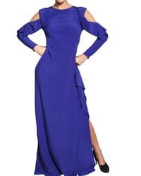 Vionnet | Blue Cut Off Crepe De Chine Long Dress | Lyst