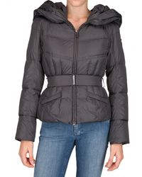 Add | Gray Belted Wide Hood Nylon Gloss Down Jacket | Lyst