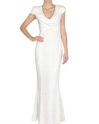 Alexander McQueen | White Cowl-neck Silk-crepe Dress | Lyst