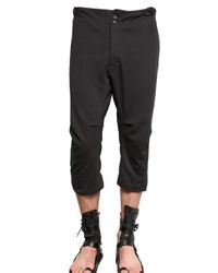 Ann Demeulemeester | Black Cotton Rayon Jersey Cropped Trousers for Men | Lyst