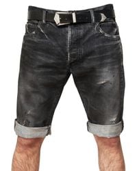 Balmain | Black Distressed Denim Shorts for Men | Lyst