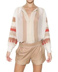 Chloé | Multicolor Pleated Silk Georgette Shirt | Lyst
