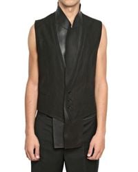 Dior Homme | Black Leather Revere Wool Toile Vest for Men | Lyst