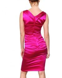 Dolce & Gabbana | Purple Stretch Silk Satin Dress | Lyst