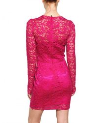 Dolce & Gabbana | Pink Viscose Lace Dress | Lyst
