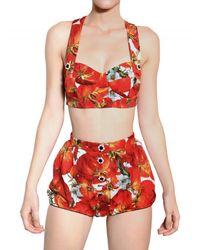 Dolce & Gabbana | Multicolor Jewelled Tomato Print Brocade Bra | Lyst