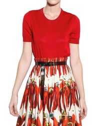 Dolce & Gabbana | Red Silk Knit Top | Lyst