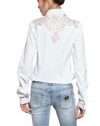 Dolce & Gabbana | White Lace Insert Cotton Poplin Shirt | Lyst