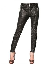 DSquared² | Black Studded Leather Biker Trousers | Lyst
