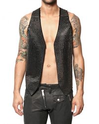 DSquared² | Black Studded Silk Cotton Vest for Men | Lyst