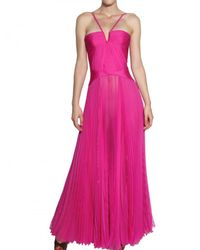 DSquared² | Purple Pleated Silk Chiffon Long Dress | Lyst