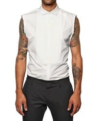 DSquared² | White Cotton Poplin Sleeveless Shirt for Men | Lyst