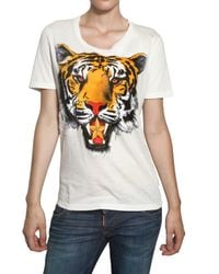 DSquared² | White Tiger Print Cotton Jersey T-shirt | Lyst