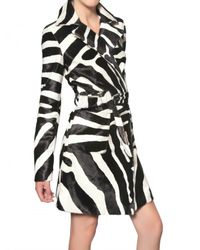 DSquared² | Multicolor Zebra Print Ponyskin Trench Coat | Lyst