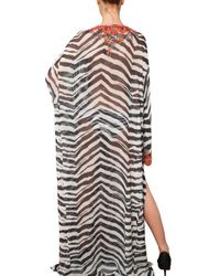 Emilio Pucci | Multicolor Embroidered Silk Georgette Kaftan Dress | Lyst