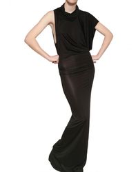 Gareth Pugh | Black Draped Viscose Jersey Long Dress | Lyst