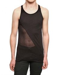 Gareth Pugh | Black Rib Tencel Jersey Slit Tank Top for Men | Lyst