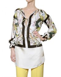 Jo No Fui | White Foulard Printed Satin Twill Shirt | Lyst