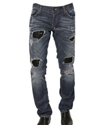John Richmond | Blue 19cm Destroyed Strass Denim Jeans for Men | Lyst