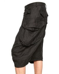 Julius | Black Bamboo Twill Cargo Shorts for Men | Lyst