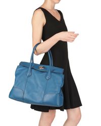Lancel | Blue Mystere Maxi Textured Leather Top Handle | Lyst