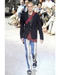 Lanvin | Blue Washed Silk Satin Striped Trousers for Men | Lyst