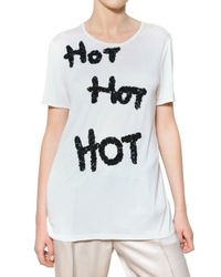 Lanvin | White Sequin Appliqué Viscose Jersey T-shirt | Lyst