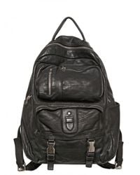Neil Barrett | Black Three Pocket Washed Leather Backpack for Men | Lyst