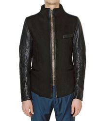 Paul Smith | Black Wool Felt and Calfskin Jacket for Men | Lyst