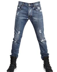 Balmain | Blue 17cm Distressed Denim Skinny Fit Jeans for Men | Lyst