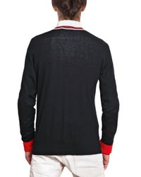 Balmain | Blue Cotton Knit V-neck Sweater for Men | Lyst