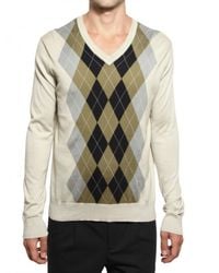 Pringle of Scotland | Multicolor Cotton Knit Arghyle V-neck Sweater for Men | Lyst