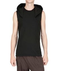 Rick Owens | Black Cotton Fleece Hooded Vest Sweatshirt for Men | Lyst