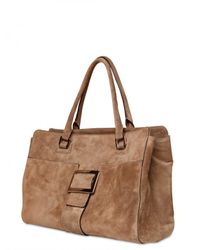 Roger Vivier | Brown New Shopping Metro Suede Tote | Lyst