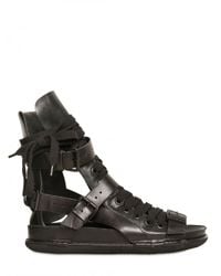 Ann Demeulemeester | Black Cut Out Calfskin Sandals for Men | Lyst